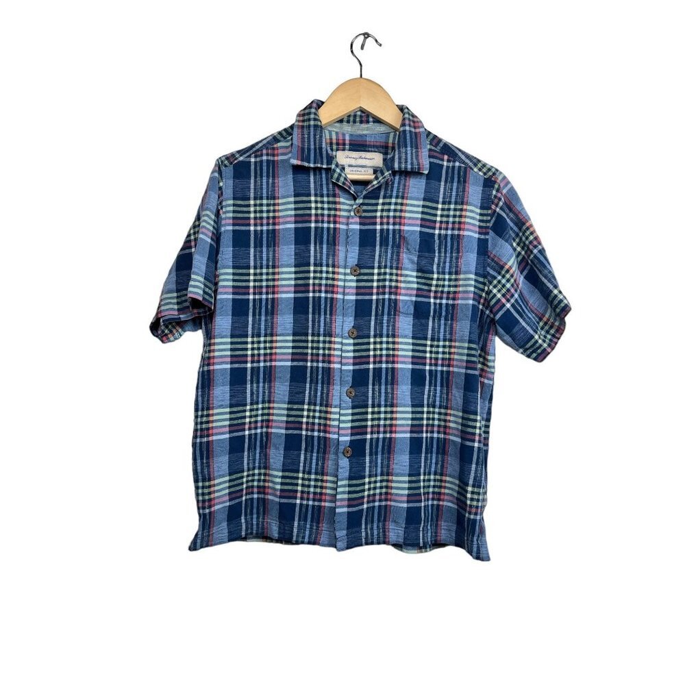 Tommy Bahamas plaid silk shirt size S/P
